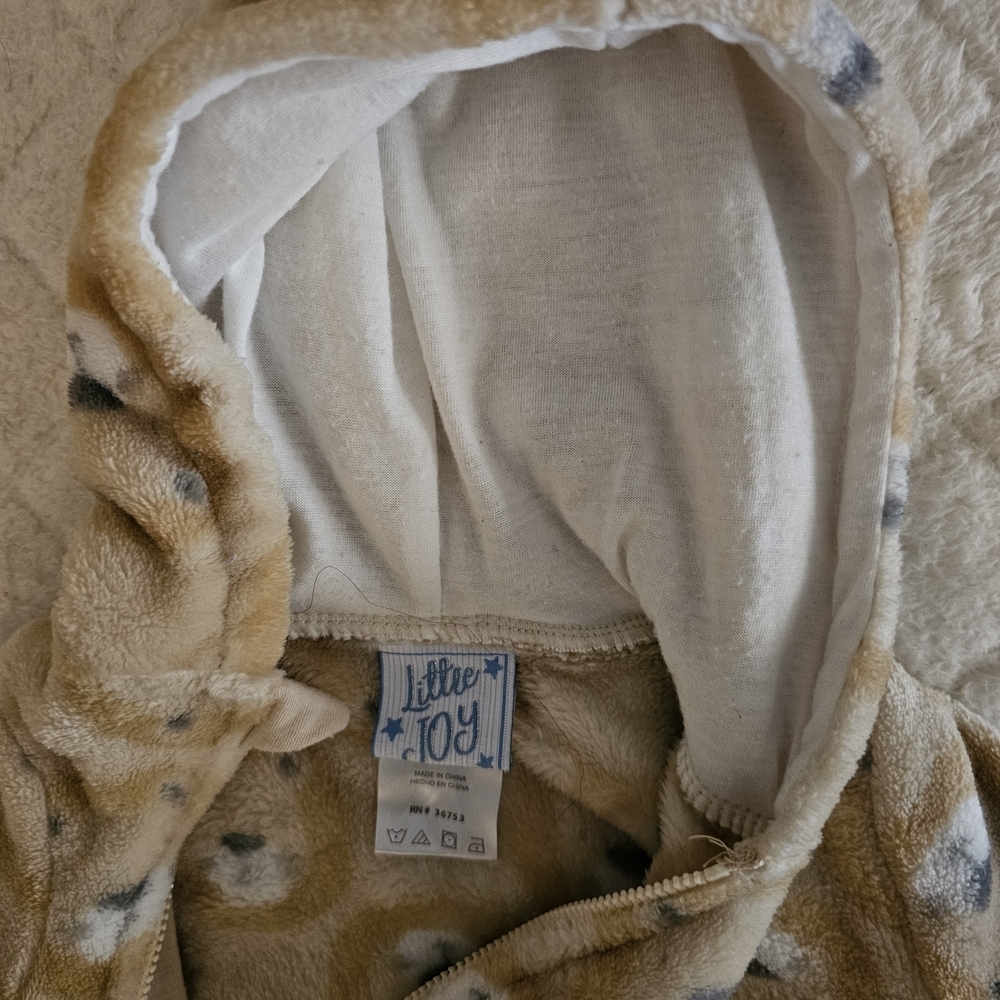 Cozy Tan Bear Kids Footie - Picture 5 of 8